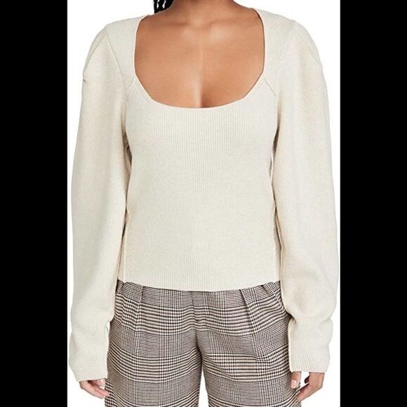 Free People Saffron Oatmeal Scoop Neck Sweater Top - Picture 10 of 11